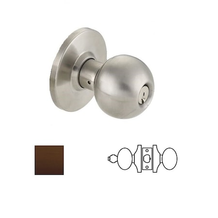 Cal-Royal BA Design Storeroom Knob Lock, 2-3/8 Backset, ASA Strike, Schlage C Keyway, US10B Dark Bronze BA05-10B-2-3/8